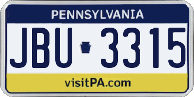 PA license plate JBU3315