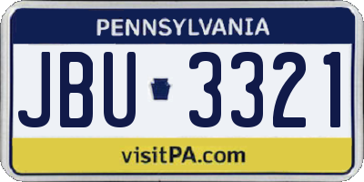 PA license plate JBU3321