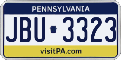 PA license plate JBU3323