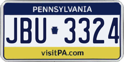 PA license plate JBU3324