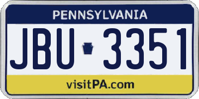 PA license plate JBU3351