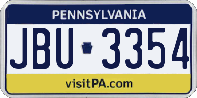 PA license plate JBU3354