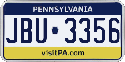 PA license plate JBU3356