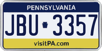 PA license plate JBU3357