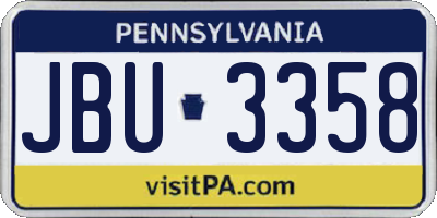 PA license plate JBU3358