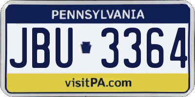PA license plate JBU3364