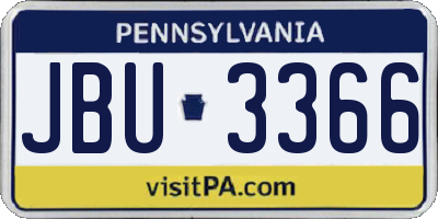 PA license plate JBU3366