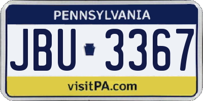 PA license plate JBU3367