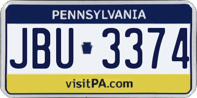 PA license plate JBU3374