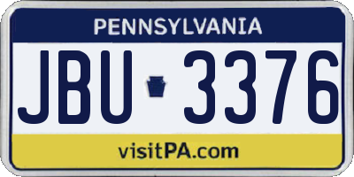 PA license plate JBU3376