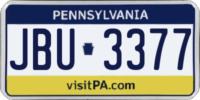 PA license plate JBU3377
