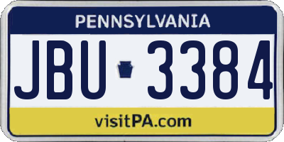 PA license plate JBU3384