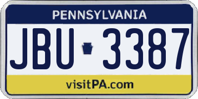 PA license plate JBU3387