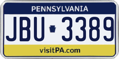 PA license plate JBU3389