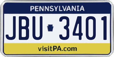 PA license plate JBU3401