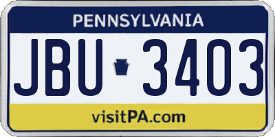 PA license plate JBU3403