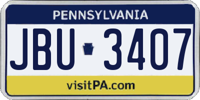 PA license plate JBU3407