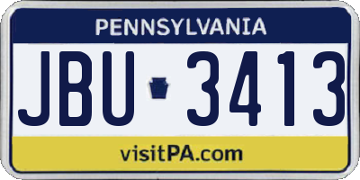PA license plate JBU3413