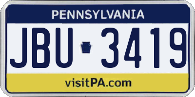 PA license plate JBU3419