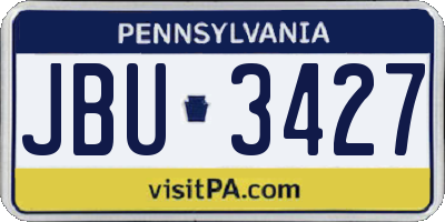PA license plate JBU3427