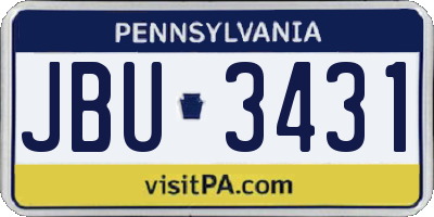 PA license plate JBU3431