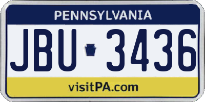 PA license plate JBU3436