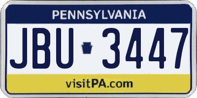 PA license plate JBU3447