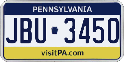 PA license plate JBU3450