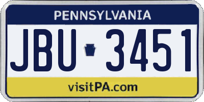 PA license plate JBU3451