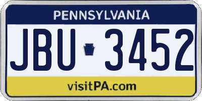 PA license plate JBU3452