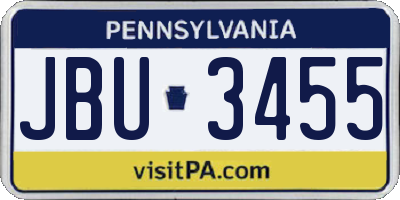 PA license plate JBU3455