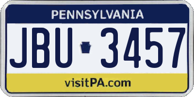 PA license plate JBU3457