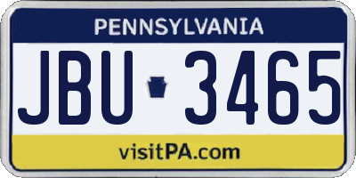 PA license plate JBU3465