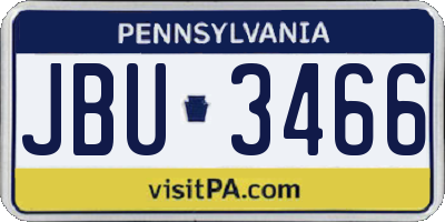PA license plate JBU3466