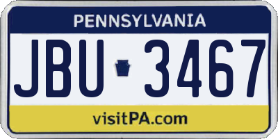 PA license plate JBU3467