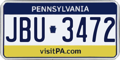 PA license plate JBU3472