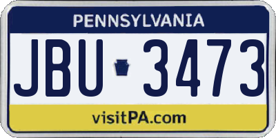 PA license plate JBU3473