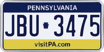 PA license plate JBU3475