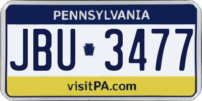 PA license plate JBU3477