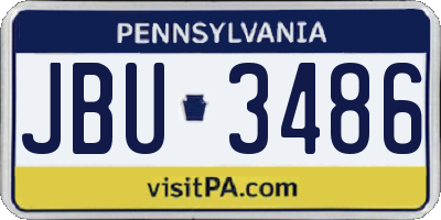 PA license plate JBU3486