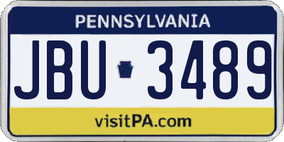 PA license plate JBU3489