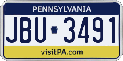 PA license plate JBU3491