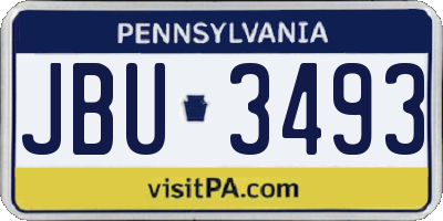 PA license plate JBU3493