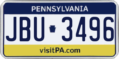 PA license plate JBU3496