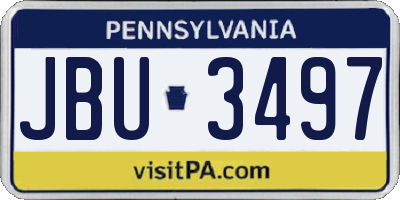 PA license plate JBU3497