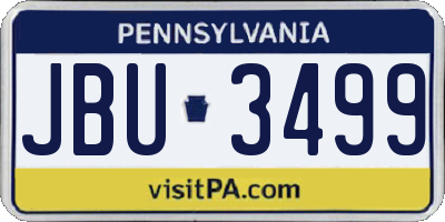 PA license plate JBU3499