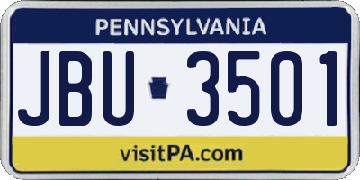 PA license plate JBU3501