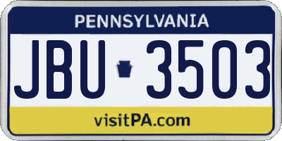 PA license plate JBU3503
