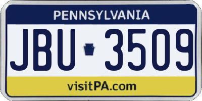PA license plate JBU3509