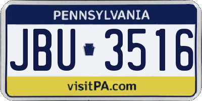PA license plate JBU3516